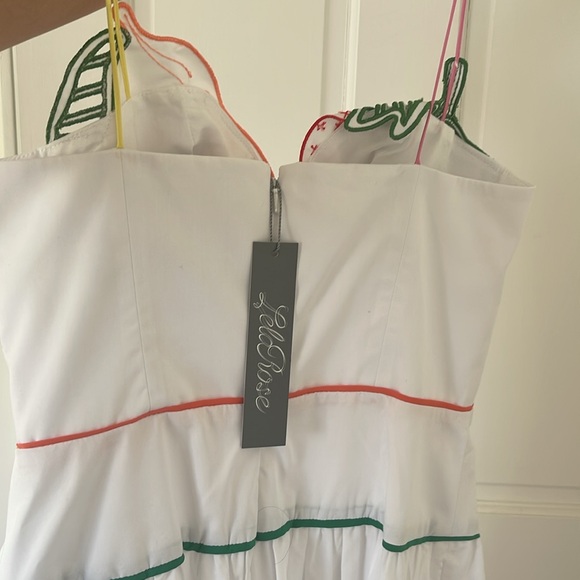 Lela Rose Cotton Poplin Fruit Embroidered Drop Waist Dress - Picture 4 of 7